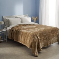 Κουβέρτα Velour Μονή 160x220 - Μπεζ