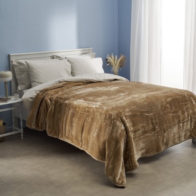 Κουβέρτα Velour Μονή 160x220 - Μπεζ