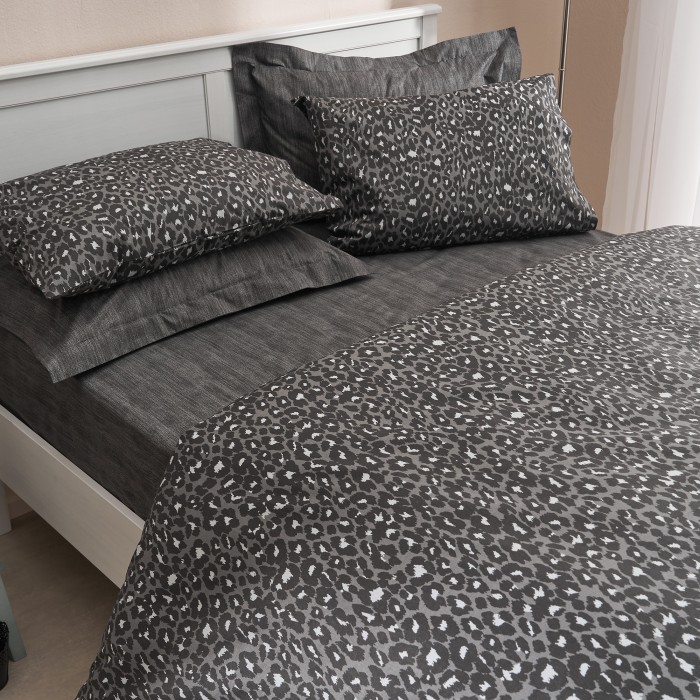 Παπλωματοθήκη Μονή 160x220 - Leopard Μαύρο