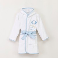 Βρεφικό Μπουρνούζι Sweet Baby Λευκό/Σιέλ