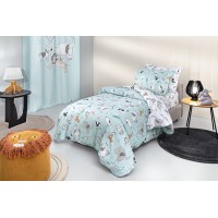 Σετ Σεντόνια Παιδικά Με Λάστιχο (100x200+28) Zootopia Aqua/Grey