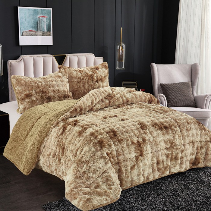 Κουβερτοπάπλωμα Μονό 160x220 Rabbit Fur - Coffee