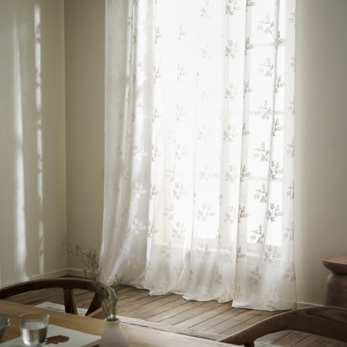 Κουρτίνα με τρουκς 140x280 Leaf Offwhite 532/05