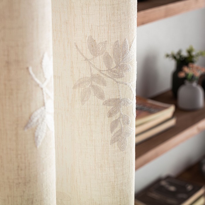 Κουρτίνα με τρουκς 140x280cm Leaf Beige 532/06