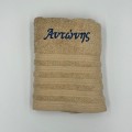 Πεσέτα Προσώπου  Beige - Με Κέντημα Αντώνης / Blue Navy Κλωστή