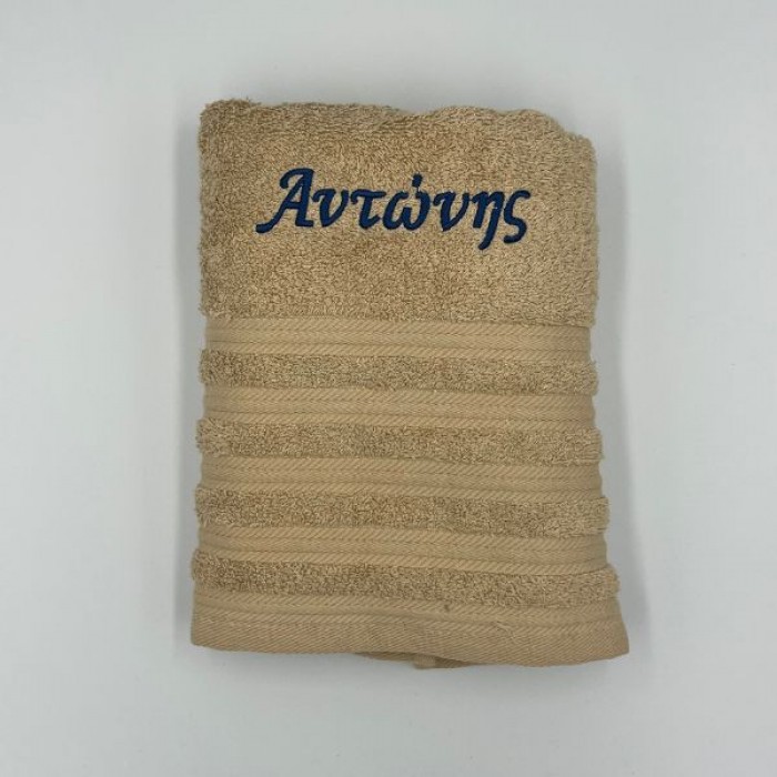 Πεσέτα Προσώπου  Beige - Με Κέντημα Αντώνης / Blue Navy Κλωστή