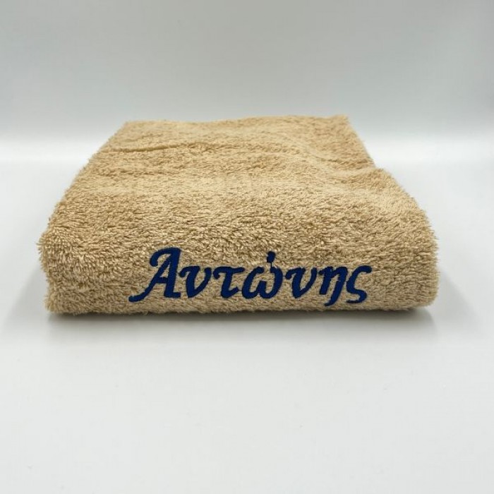 Πεσέτα Προσώπου  Beige - Με Κέντημα Αντώνης / Blue Navy Κλωστή