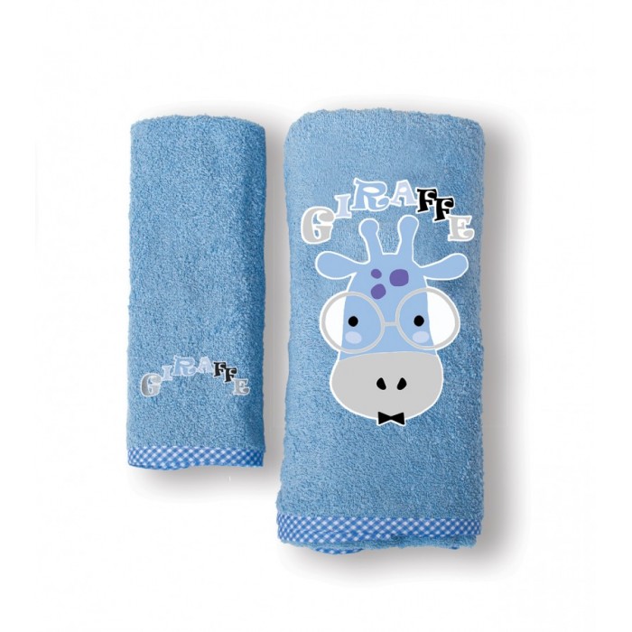 Σετ Πετσέτες 2 Τεμαχίων Bebe Κέντημα Giraffe White Blue