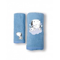 Σετ Πετσέτες 2 Τεμαχίων Bebe Κέντημα Puppy White Blue