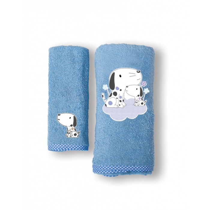 Σετ Πετσέτες 2 Τεμαχίων Bebe Κέντημα Puppy White Blue