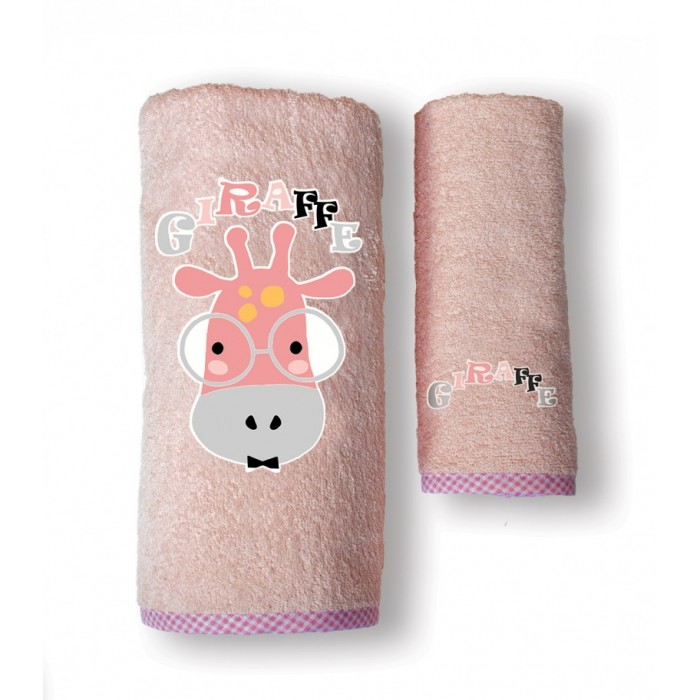 Σετ Πετσέτες 2 Τεμαχίων Bebe Kέντημα - Giraffe Pink
