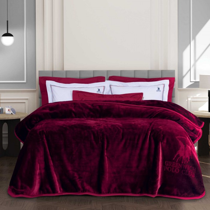 GREENWICH POLO CLUB ΚΟΥΒΕΡΤΑ VELOUR ΜΟΝΗ ESSENTIAL 3438 ΜΠΟΡΝΤΩ