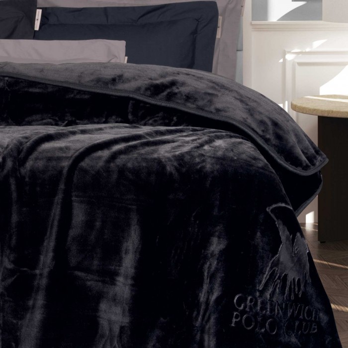 GREENWICH POLO CLUB ΚΟΥΒΕΡΤΑ VELOUR ΥΠΕΡΔΙΠΛH ESSENTIAL 3440 ΜΑΥΡΟ
