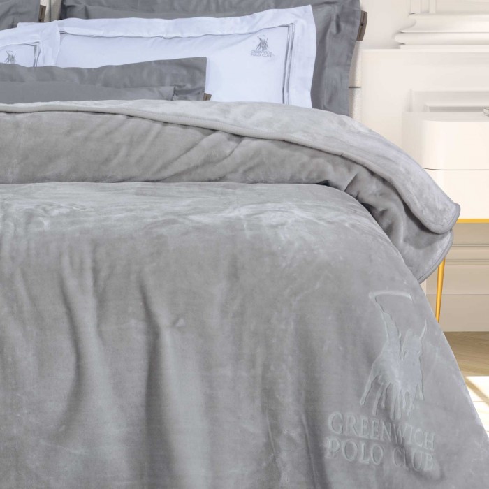 GREENWICH POLO CLUB ΚΟΥΒΕΡΤΑ VELOUR ΥΠΕΡΔΙΠΛH ESSENTIAL 3442 ΑΣΗΜΙ