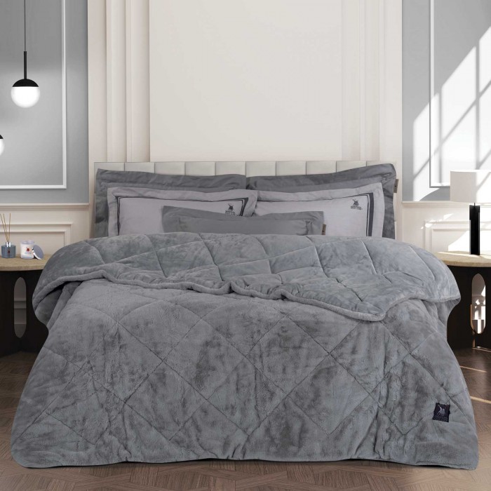 GREENWICH POLO CLUB ΚΟΥΒΕΡΤΟΠΑΠΛΩΜΑ RABBIT FAUX FUR ΥΠΕΡΔΙΠΛΟ 3446 GREY