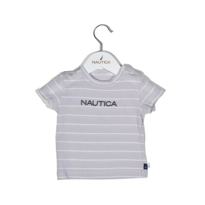 Nautica Des.15 T-Shirt  Jersey Organic Γκρι Ριγέ 68cm 3-6 μηνών