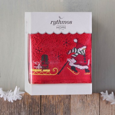 CHRISTMAS TERRY GIFT SET (4 ΧΙΟΝΑΝΘΡΩΠΟΣ) ΠΡΟΣΩΠΟΥ (50X90) ΚΟΚΚΙΝΟ
