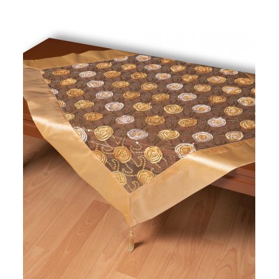 Τούλινο τραπεζοκαρέ 264-17 (130cm x 130cm) χρυσό 