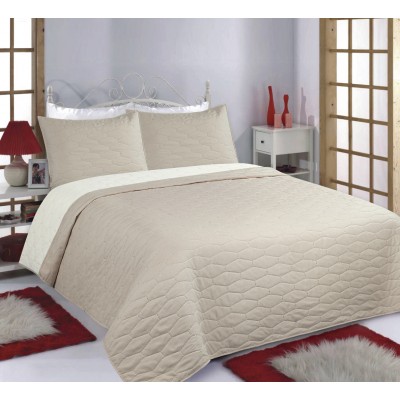 ΚΟΥΒΕΡΛΙ σετ (220cm x 240cm + 2 x 50cm x 70cm) RUBY beige/ivory