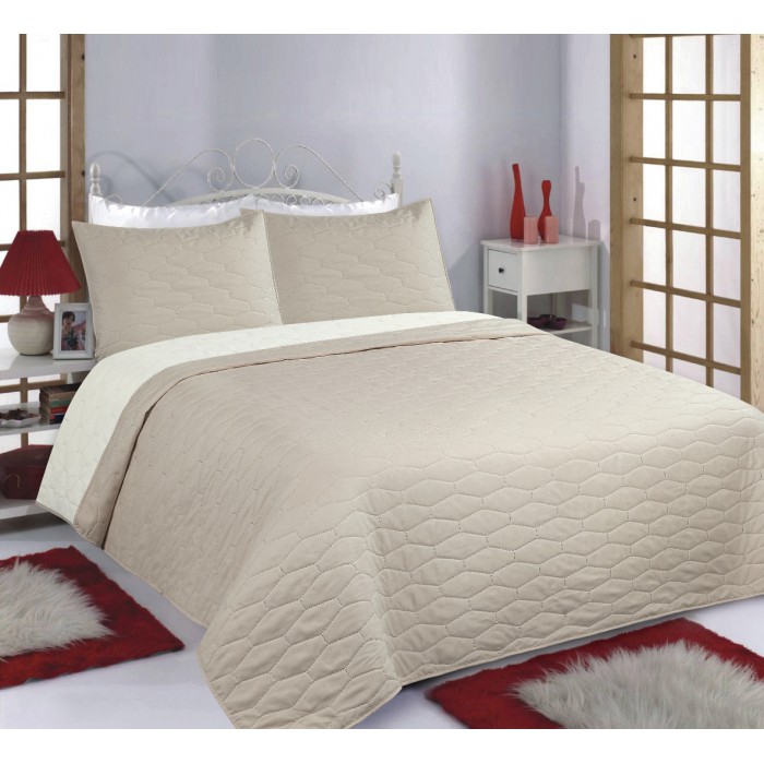 ΚΟΥΒΕΡΛΙ σετ (170cm x 220cm + 1 x 50cm x 70cm) RUBY beige/ivory