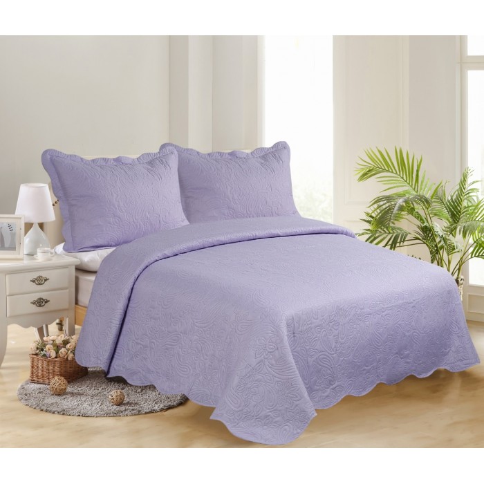 ΥΠΕΡΔΙΠΛΟ ΚΟΥΒΕΡΛΙ (220cm x 240cm + 2 x 50cm x 70cm )SOLID LIGHT LILA/ DARK LILA