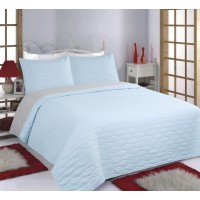ΚΟΥΒΕΡΛΙ σετ (240cm x 260cm + 2 x 50cm x 70cm) RUBY sky blue/ grey