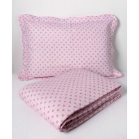 ΚΟΥΒΕΡΛΙ σετ( 220cm x 240cm + 2 x 50cm x 70cm dot pink