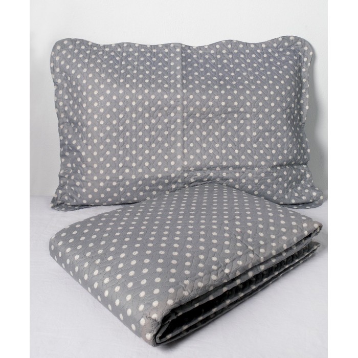 ΚΟΥΒΕΡΛΙ σετ (220cm x 240cm + 2 x 50cm x 70cm) dot grey