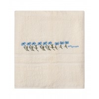 Πετσέτα Σώματος ( 100cm x 150cm ) Ivory με Σιέλ Λουλούδι