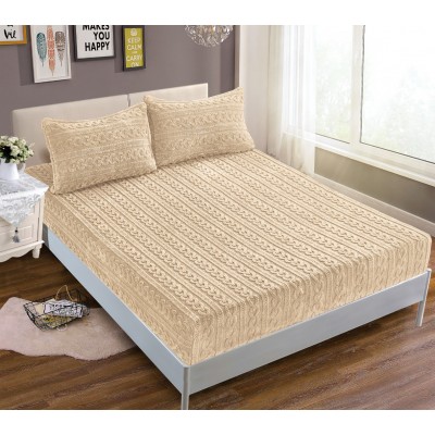 Σεντόνι fleece braid (160cm x 200cm ) ivory
