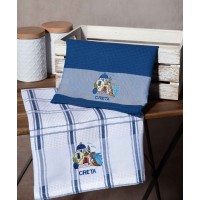 Σετ 2 τεμαχίων ποτηρόπανα (50cm x 70cm) μπλέ εκκλησία CRETA