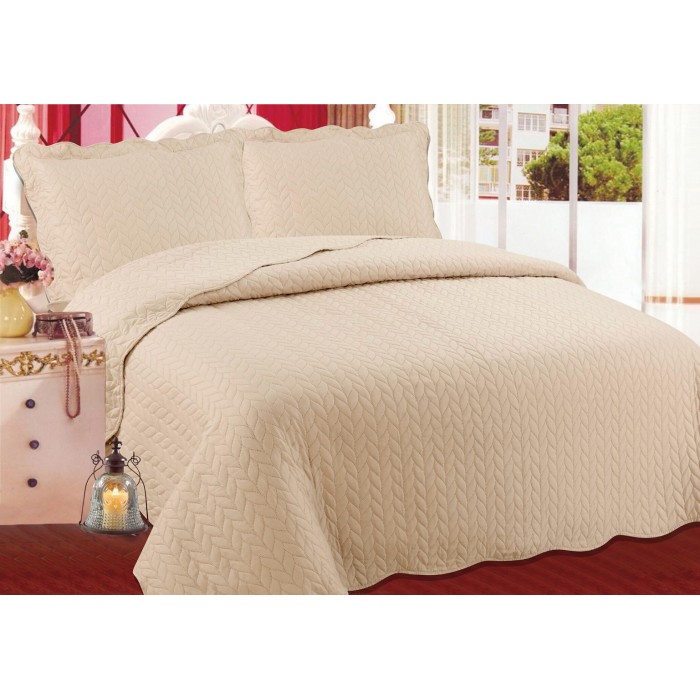 ΚΟΥΒΕΡΛΙ σετ (220cm x 240cm + 2 x 50cm x 70cm) φύλλο light brown