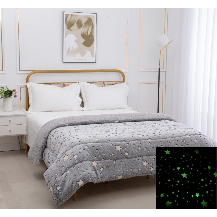 Παιδικό φωσφοριζέ κουβερτοπάπλωμα star (170cm x 220cm) γκρί
