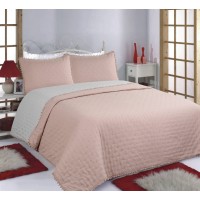 ΚΟΥΒΕΡΛΙ σετ (220cm x 240cm +2x50cm x 70cm) PON-PON pink/grey