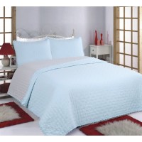 ΚΟΥΒΕΡΛΙ σετ (240cm x 260cm +2x50cm x 70cm) PON-PON sky blue/ grey